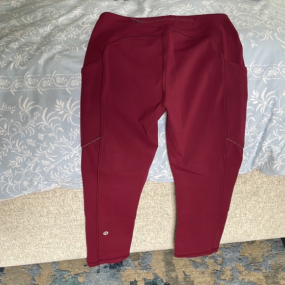 Lulemon leggings.  Burgundy/ dark red. Fast and Free High-Rise Crop 23" - Picture 6 of 6